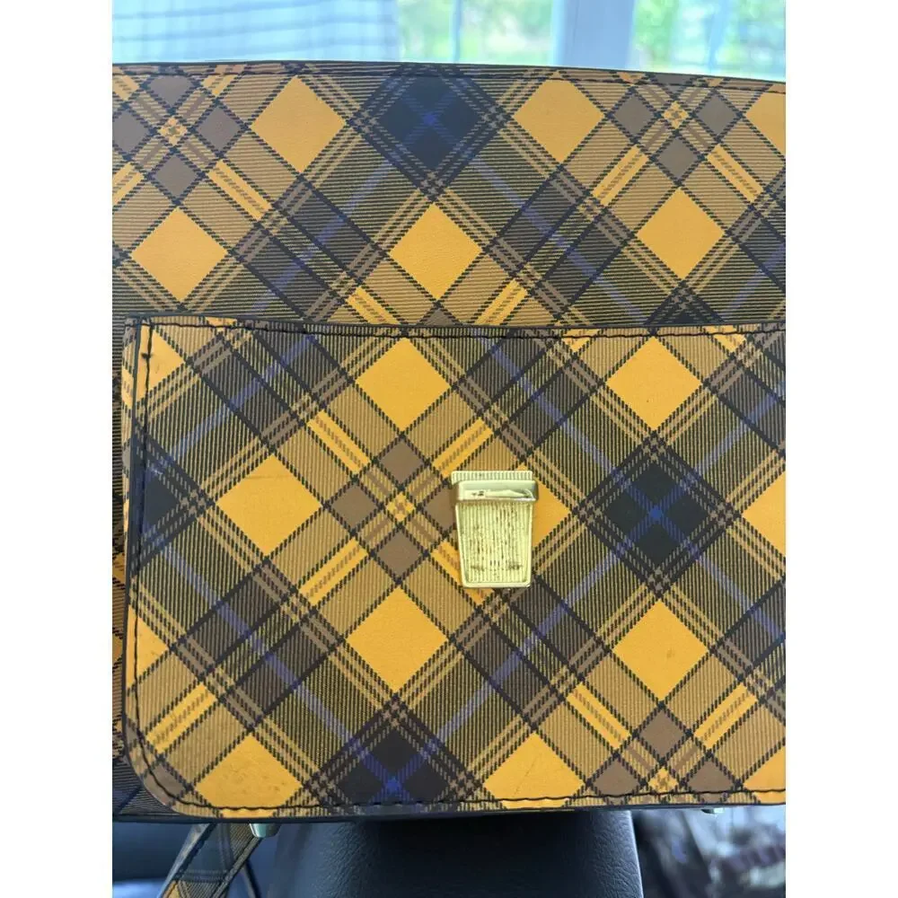 Madden Girl Yellow Plaid Backpack Shoulder Bag Purse Y2K 90s
